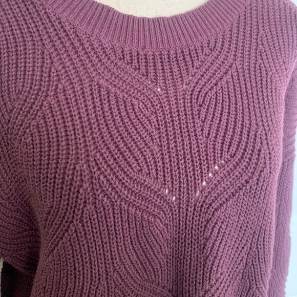 Torrid Pointelle Ribbed Open Knit Pullover Eggplant Purple Sweater Plus 1x - Picture 4 of 9